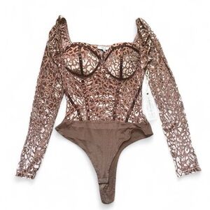 Iris Basic Brown Leopard Print Bodysuit
